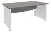 Bureau droit DUAL - L160 - Pieds blanc - plateau imitation Chêne gris
