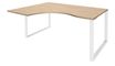Bureau compact LOFTER - L180 cm - Retour à gauche - Plateau imitation chêne clair - pied Blanc - (pied de renfort obligatoire à rajouter - non inclus)