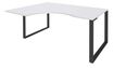 Bureau compact LOFTER - L180 cm - Retour à gauche - Plateau Blanc - pied Carbone - (pied de renfort obligatoire à rajouter - non inclus)