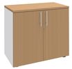 Armoire basse EXPRIM/LOFTER/LEVEL - H72 x L80 x P47 - 2 portes - Corps Blanc perle - Dessus et portes imitation Hêtre