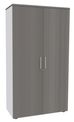 Armoire haute EXPRIM/LOFTER/LEVEL - H180 x L80 x P47 - 2 portes - Corps Blanc perle - Dessus et portes imitation Chêne gris