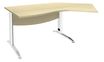 Bureau 135° IDRA - retour d'angle à droite - L180 cm - Pieds blanc - plateau imitation Erable