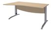 Bureau droit IDRA - Vague à gauche - L160 cm - Pieds alu - plateau imitation Chêne