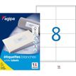 Apli Agipa - 800 Étiquettes adhésives blanches multi-usages - 105 x 70 mm - coins droits - réf 119003