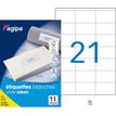 Apli Agipa - 2100 Étiquettes adhésives blanches multi-usages - 70 x 42 mm - coins droits - réf 119009