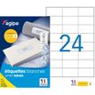 Apli Agipa - 2400 Étiquettes adhésives blanches multi-usages - 70 x 37 mm - coins droits - réf 119015