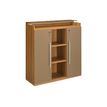 Rangement mi-hauteur SLIVER - L120 x H125 x P45 - 2 portes battantes - Noyer et bronze