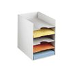3660141202038-Trieur organiseur de bureau EASY OFFICE - 5 cases pour documents format 24 x 32 cm - gris-Angle gauche-0