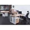 Bureau droit MT1 Elégance - L140 x P67 x H75 cm - pieds blancs - plateau imitation hêtre
