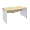 Bureau droit DUAL - L160 - Pieds blanc - plateau imitation Erable