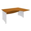 Bureau compact à droite DUAL - L160 cm - Pieds blanc - plateau imitation Merisier (Pieds de renfort ou caisson bout de bureau obligatoire à rajouter - non inclus)