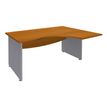 Bureau compact à droite DUAL - L160 cm - Pieds alu - plateau imitation Merisier (Pieds de renfort ou caisson bout de bureau obligatoire à rajouter - non inclus)