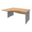 Bureau compact à gauche DUAL - L160 cm - Pieds alu - plateau imitation Hêtre (Pieds de renfort ou caisson bout de bureau obligatoire à rajouter - non inclus)