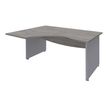 Bureau compact à gauche DUAL - L160 cm - Pieds alu - plateau imitation Chêne gris (Pieds de renfort ou caisson bout de bureau obligatoire à rajouter - non inclus)