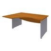 Bureau compact à gauche DUAL - L180 cm - Pieds alu - plateau imitation Merisier (Pieds de renfort ou caisson bout de bureau obligatoire à rajouter - non inclus)