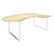 0404000123712-Bureau LOFTER Manager arrondi -  retour à droite - L200 cm - Plateau imitation Erable - Pied blanc (Pieds de renfort obligat-P_400012371_1-0