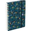 Agenda spiralé à élastique Flowers - 1 semaine sur 2 pages - 15 x 21 cm - bleu nuit - Oxford