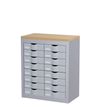 Meuble de rangement - 2 colonnes et 16 tiroirs - H75 x L60,5 x P33,5 cm - argent