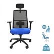 Fauteuil de bureau ARMONIA - accoudoirs réglables - appuie-tête réglable - bleu