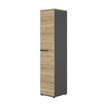 3483601100749-Colonne bibliothèque 1 porte CONNEXION - L40 x H187 x P45 - 4 étagères - Chêne/anthracite--0
