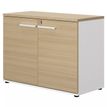 Rangement bas CONNEXION - L80 x H75 x P45 - 2 portes avec serrure - Chêne/blanc