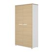 Rangement haut CONNEXION - L80 x H187 x P45 - 2 portes - 4 étagères - Chêne/blanc