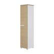 Colonne bibliothèque 1 porte CONNEXION - L40 x H187 x P45 - 4 étagères - Chêne/blanc