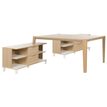 Bureau partagé avec 2 retours ABSOLU - 160 cm - Pieds bois - Chêne structuré