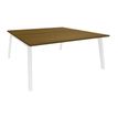 Bureau double STEELY - L140 cm - Bureau de départ - Pieds blancs - plateau imitation noyer