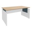 Bureau INEO JET UP Bureau Vallée - Réglable en hauteur - L160 x H74/78/82 x P80 cm - Pieds blanc - plateau chêne clair - Entretoise Bleue