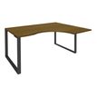 Bureau compact LOFTER - L160 cm - Retour à droite - Plateau imitation noyer - pied carbone - (pied de renfort obligatoire à rajouter - non inclus)