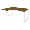 Bureau compact LOFTER - L180 cm - Retour à gauche - Plateau imitation noyer - pied blanc - (pied de renfort obligatoire à rajouter - non inclus)