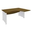 Bureau compact à droite DUAL - L160 cm - Pieds blanc - plateau imitation noyer (Pieds de renfort ou caisson bout de bureau obligatoire à rajouter - non inclus)