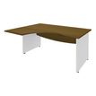 Bureau compact à gauche DUAL - L180 cm - Pieds blanc - plateau imitation noyer (Pieds de renfort ou caisson bout de bureau obligatoire à rajouter - non inclus)