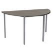3253310281349-Table de réunion Demi-lune - 140 x 70 cm - Pieds carrés aluminium - imitation chêne gris--0