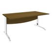 Bureau droit IDRA - L180 cm - Pied blanc - plateau imitation noyer