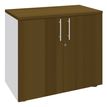 Armoire basse IDRA/DUAL - H72 x L80 x P47 - 2 portes - Corps blanc - Dessus et portes imitation noyer