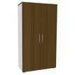 Armoire haute IDRA/DUAL - H180 x L80 x P47 - 2 portes - Corps blanc - Portes et dessus imitation noyer