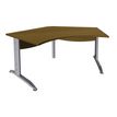 Bureau symétrique 120° IDRA - L185 cm - Pied alu - plateau imitation noyer