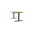 Bureau AXEL assis/debout - réglage par manivelle - L140 x P80 cm - plateau imitation chêne clair - pieds noirs