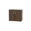 Armoire basse MOKA - 2 portes - L80 x P43,2 x H73,5 cm - imitation noyer brun - poignées gris aluminium
