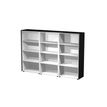 Bibliothèque haute triple Flora - L242,8xP43xH158,2 cm - 9 étagères - frêne noir