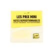 Les Prix Mini - Bloc Cube notes repositionnables - 400 feuilles - 76 x 76 mm - jaune pastel