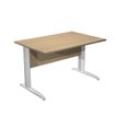 Bureau droit Trend - L120 - Pieds métals - plateau imitation chêne - pied alu