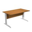 Bureau droit Trend - L140 - Pieds métals - plateau imitation aulne - pied alu