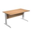 7331920000737-Bureau droit Trend - L140 - Pieds métals - plateau imitation hêtre - pied alu--0