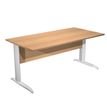 Bureau droit Trend - L160 - Pieds métals - plateau imitation hêtre - pied alu