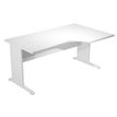 Bureau compact Trend - L160 cm - retour à droite - pieds bois - plateau blanc - (pied de renfort obligatoire à rajouter - non inclus)