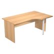 Bureau compact Trend - retour à droite avec pieds panneaux + pied de renfort - L160 - plateau imitation hêtre