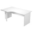 Bureau compact Trend - retour à gauche avec pieds panneaux + pied de renfort - L160 - plateau blanc